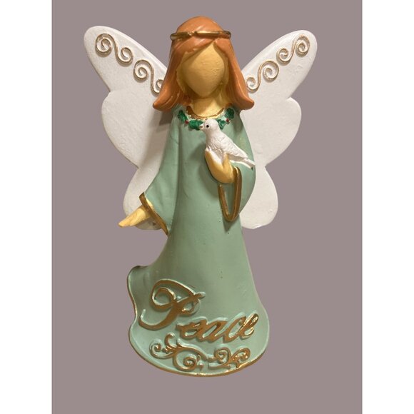 Angel Figurines With Love Peace & Hope Messages In Red Green & Yellow - Picture 3 of 13